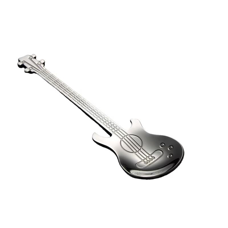 Qianxing 304 Stainless Steel Guitar Shape Coffee Stirring Spoons, 10-Piece Set