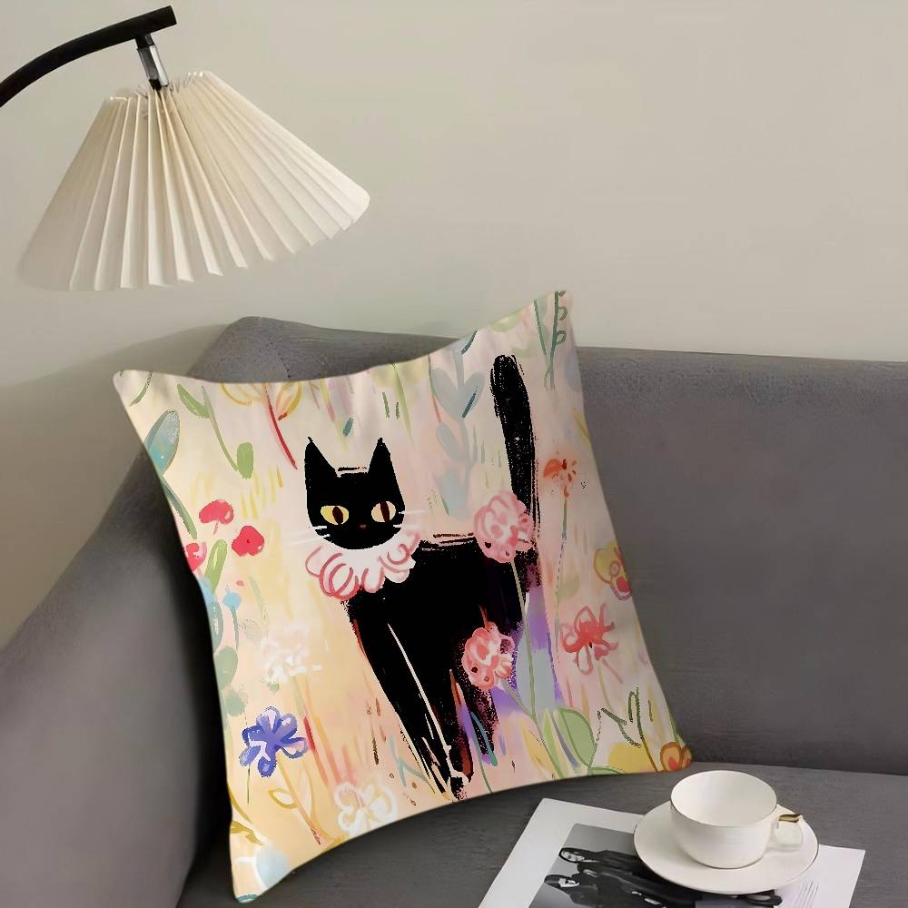 Niedliches Cartoon Katze Kissen Geschenk Heim Büro Dekoration Schlafzimmer Sofa Auto Kissenbezug Hülle 45x45