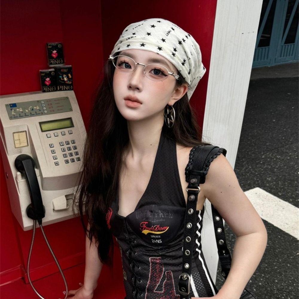 Y2K Star  Hair Band Spicy Girl Punk Bandana Fashion Small Square Scarf  Streetwear