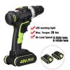 48V Electric Drill Hammer Rechargeable Cordless Drill Woodworking Power Tool with Battery