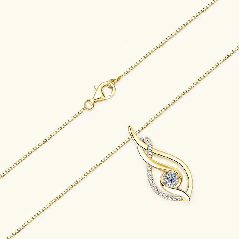 Huitan Aesthetic Bridal Wedding Necklace Luxury  Color/Gold Color Cubic Zirconia Pendant Necklace Trendy Jewelry for Women