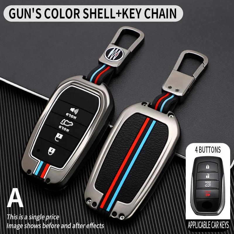 Zinc Alloy Car Key Case Cover for Toyota RAV4 Highland Coralla Hilux Fortuner Land Cruiser Camry Crown Keychain Accessories