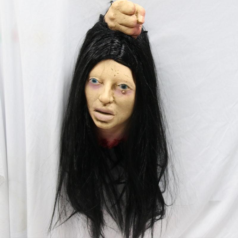 Halloween Ghost House Prop With Long Hair Girl Head For Spooky Decorations