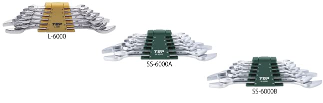 TOP Industrial Liner Wrench with Tool Set Made In Japan Set, Spear-Shaped, 6mm-24mm, 6-Piece Set, Lightweight, Slim, Holder, SS-6000B, Tsubame-Sanjo,
