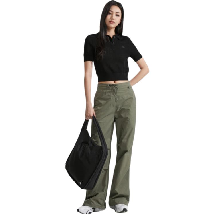 Calvin Klein Minimalist Square Logo Grid Polo Short Sleeve Knit Top Women tops Space-Black J222971-BEH