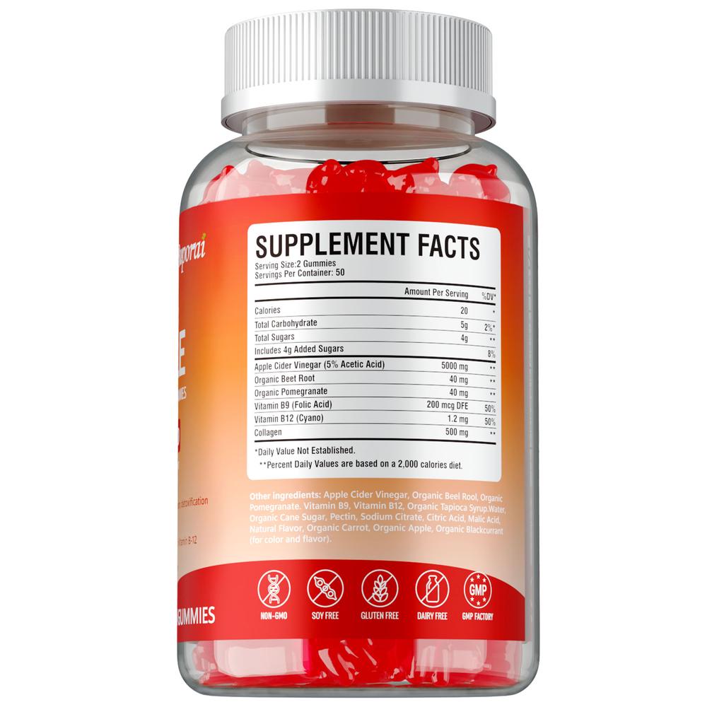 Apfelessig-Gummibärchen, rein natürlich, fördern die Verdauung und reinigen den Darm.