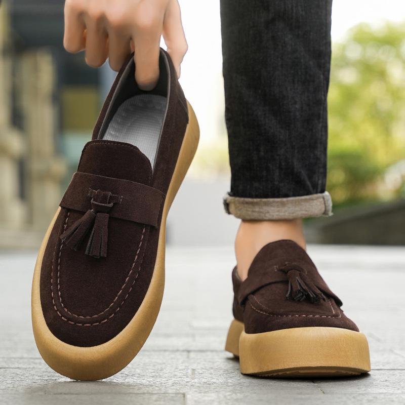 Mens Loafers Tassel Shoes Autumn  Fours Season British Style Casual Shoes Trendy Platform Anti Slip Vulcanized Shoes