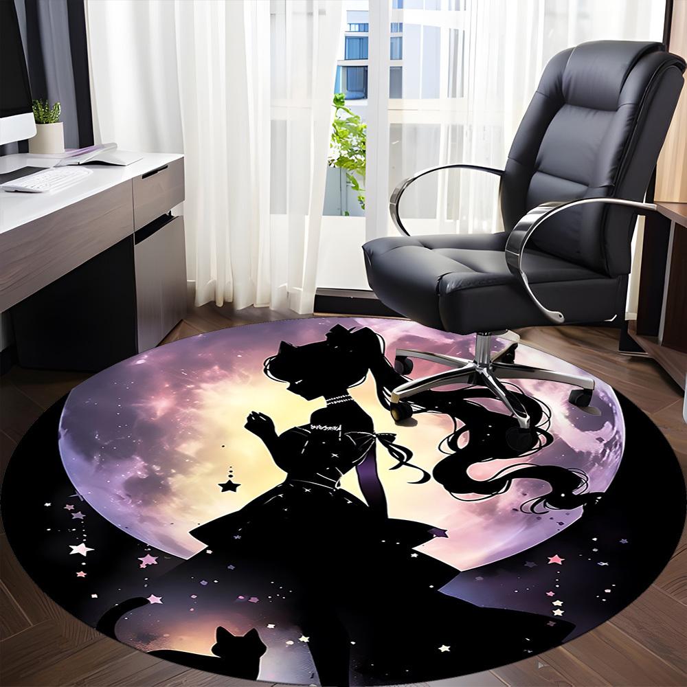 1pc Sailor Moon Office Round Area Rug, Under Office Chairs Bedroom Living Room Home Decor a0926166
