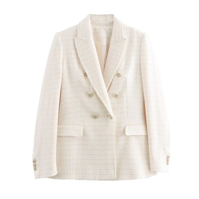 Fashion Style 2024 Fall and Winter New Women's Texture Double Breasted Lapel Long Sleeve Suit Coat 9104960