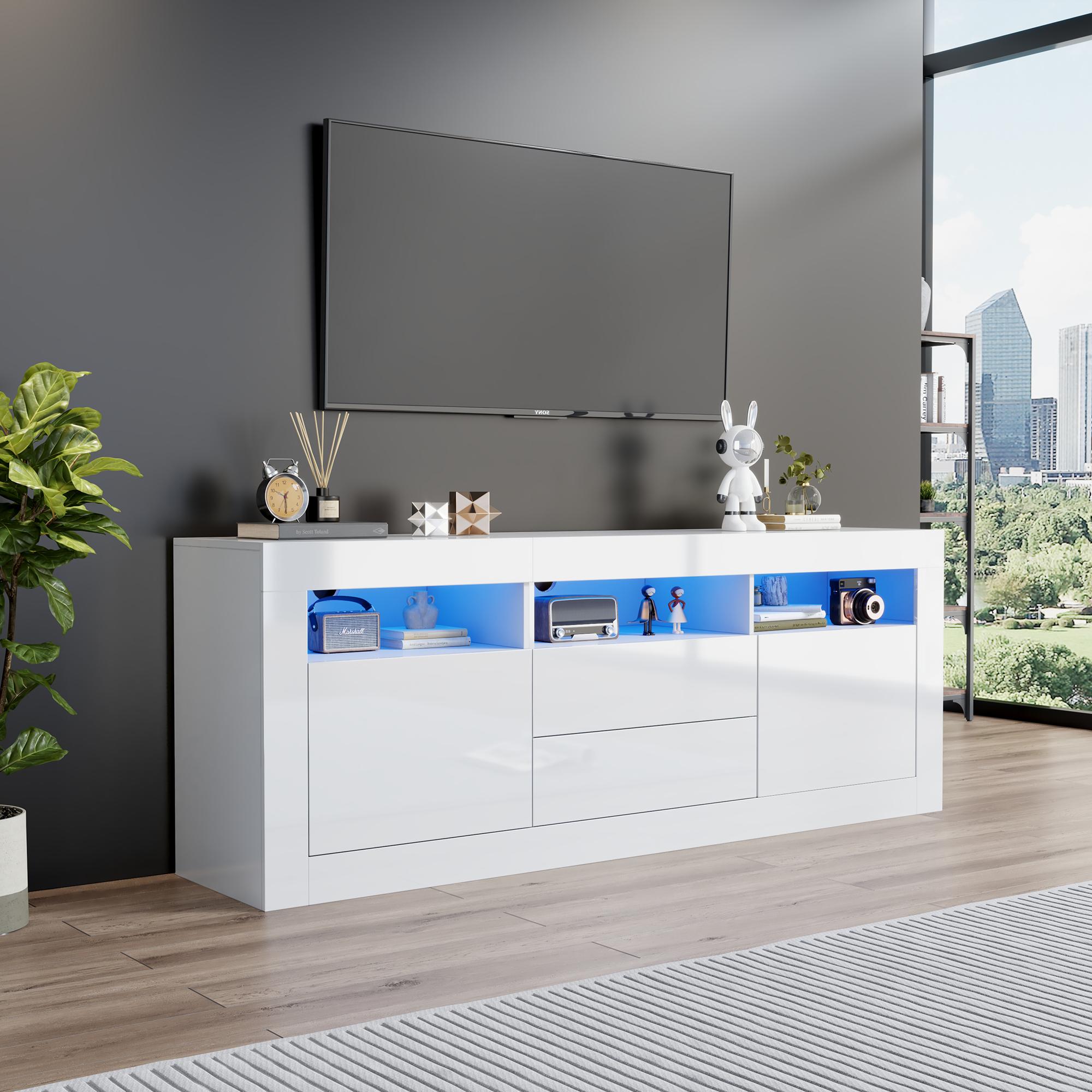 160*35*60cm High-Gloss TV Cabinet with LED