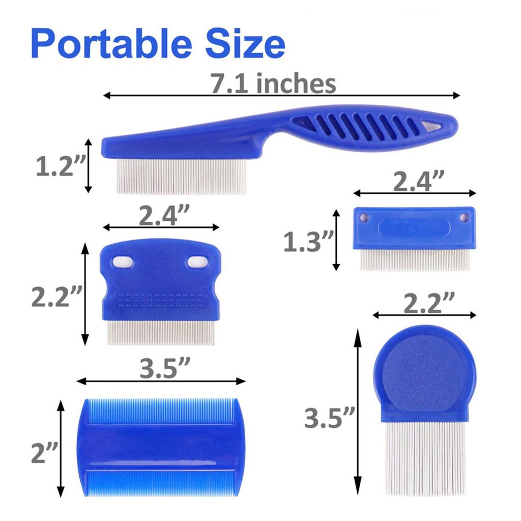 6 Pcs/set Pet Flea Comb Stainless Steel Head Lice Comb Fine Tooth Dogs Cats Grooming Combs Dematting Tool Pet Tear Stain Remove