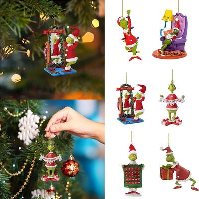 6KS Grinch Vánoční strom ozdoby Závěsná akrylová 2D ozdoba Přívěsek Párty