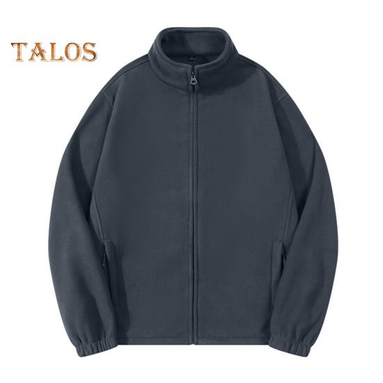 

Мужская флисовая куртка для активного отдыха, ветровка с подкладкой на молнии, толстая двухсторонняя куртка с длинным рукавом, теплая однотонная осенне-зимняя верхняя одежда для спорта и офиса M темно-серого