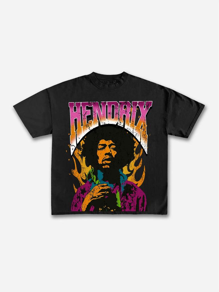 Jimi Hendrix Hip Hop Street mens Retro 100cotton Y2K West Coast style man fashion oversized Tshirt Casual Loose streetwear