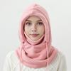 Hooded Scarf Hat Women Men Fall Winter Riding Headgear Solid Color Adjustable Drawstring Face Guard Headgear