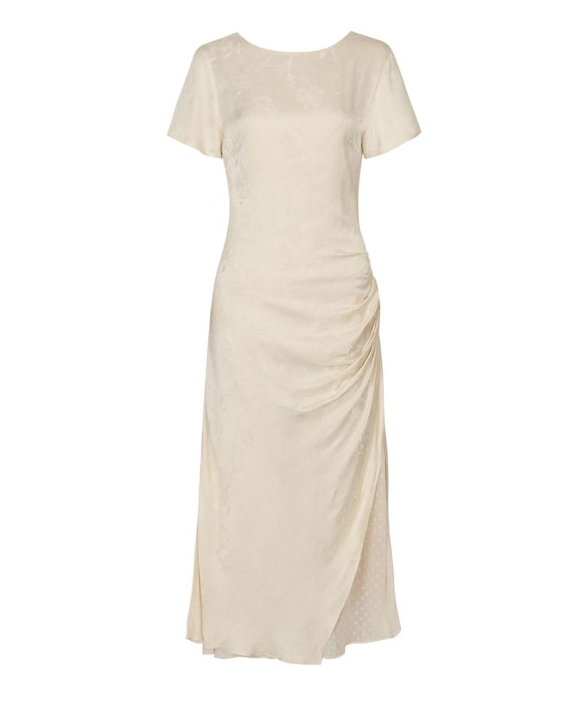 Lulu Seoul Drape Half Sleeve Dress (Ivory)
