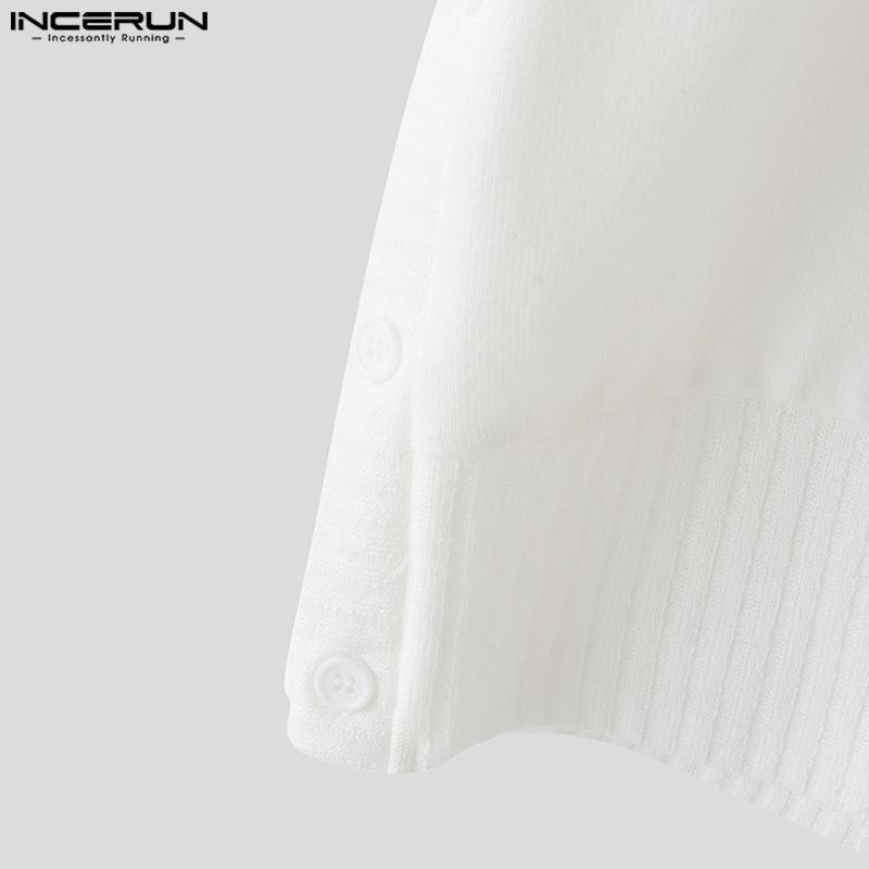 INCERUN Men Casual Short Sleeve Buttons Up Casual Fitted Tops T-shirts
