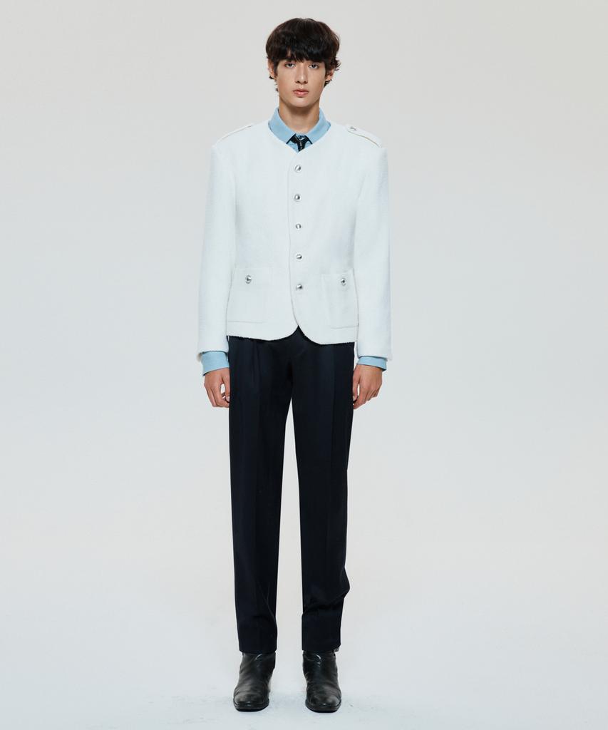 Untage Wool Boucle Tweed Jacket [White(Man)]_Uto-Fb15