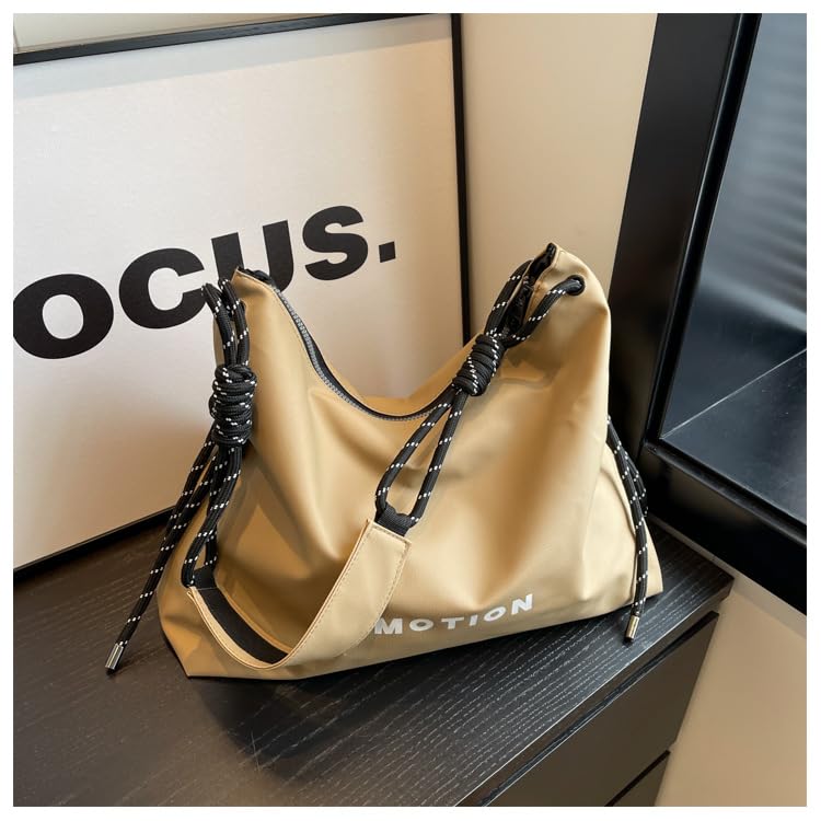 OIUYUE Canvas-Tragetasche, Große Umhängetasche für Damen, Schultasche, A4-Format, Großer Englischer Aufdruck, Laptoptasche, Crossbody-Tasche, Umhängetasche,