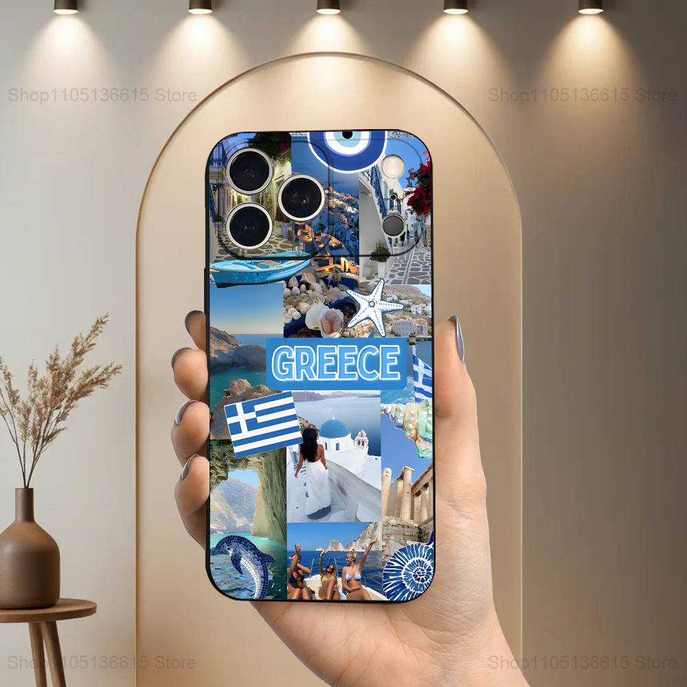 

Aegean Sea Art Greek Phone Case For iPhone 17,16,15,14,13,12,11,Plus,Pro Max,XS,X,XR,SE,Mini,8,7,Soft Silicone Black iPhone13PROMAX