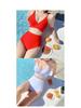 2023 Women's Solid Color Push-Up Bikini Set: Hard Cup Top & High Waist Bottoms