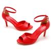 7cm Fish Mouth High Heel Sandals Shallow Mouth One-shaped Buckle Large Size Round-toe High Heels Golden Fish Mouth Thin Heel Sandals