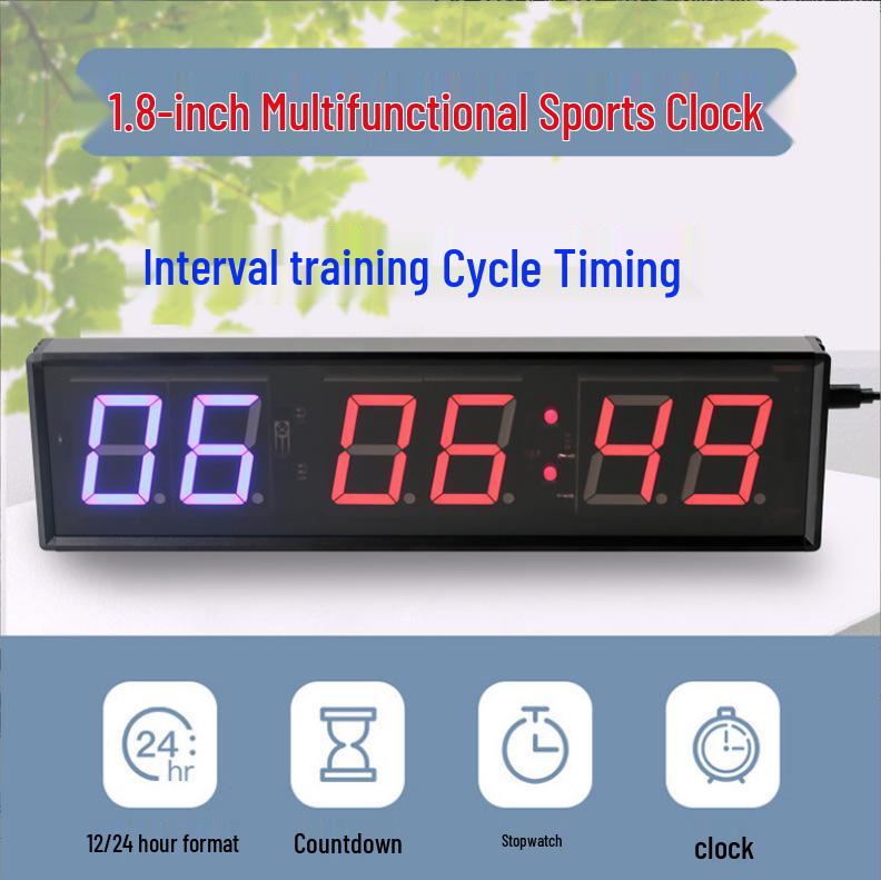 1.8 LED Aluminum Boxing Gym Timer | Forward/Backward Countdown Stopwatch Green White EU Plug