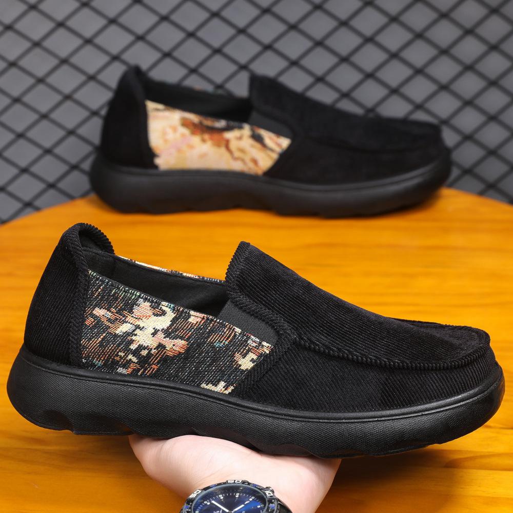 

Polyurethane ultra-light new men s shoes, national trend, one foot cloth surface breathable thick sole heightening lazy shoes casual men s shoes 39 чёрный