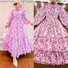 M237# New Ruffle Print Muslim Dress - Middle East TK Indonesia