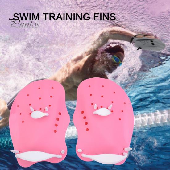 Kids Swim Fins 1 Pair Beginner Hand Paddles Swimming with Strap Ergonomic Shape Ultralight Training Children Diving Aid Tool
