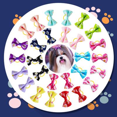 10 Piezas Lazos para Perros con Gomas Elásticas Encantador Estampado de Flores Estilo Pastoral Accesorios Elásticos para el Pelo Aseo Yorkie Cachorro Lazos para el Pelo Suministros para Mascotas