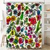 Watercolor Flowers Shower Curtain Multicolor Floral Decorative Bathroom Accessory Modern Waterproof Fabric with Hooks for Bathtu