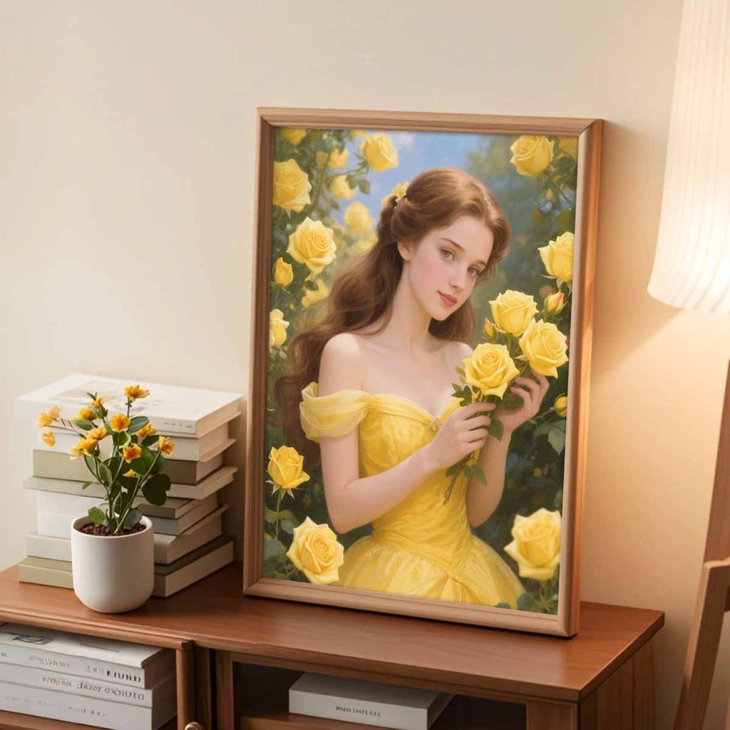 Diamond Mosaic Colorful Diamond Painting Flowers and Princesses Full Round Embroidery Cartoon Creative Hobbies Wall Decor