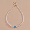 Blue Resin Love Beaded Pearl Ladies Necklace Necklace