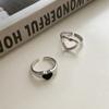 Retro Hiphop Black Heart Ring Jewelry Set Men Women Anillos Aesthetic Anel Accessories Gift