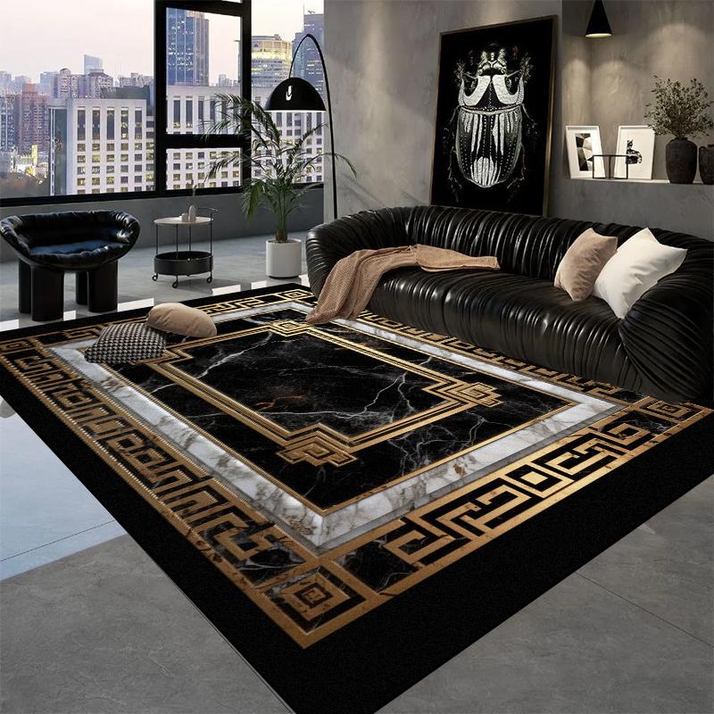 Europe And America Luxury Rugs For Living Room Decoration Home Golden Parlor Large Carpet Non-Slip Bedroom Mat Washable Soft Rug