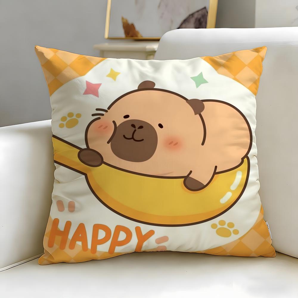 classic animal Capybara Cushion Cover Soft & Easy-Wash Pillow Case – Versatile for Couch, Bed, Travel and Office