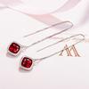 925 Sterling Silver Korean Simple Crystal Long Vintage Dangle Earrings for Women Elegant Geometry Emerald Ear Drops Ruby Jewelry