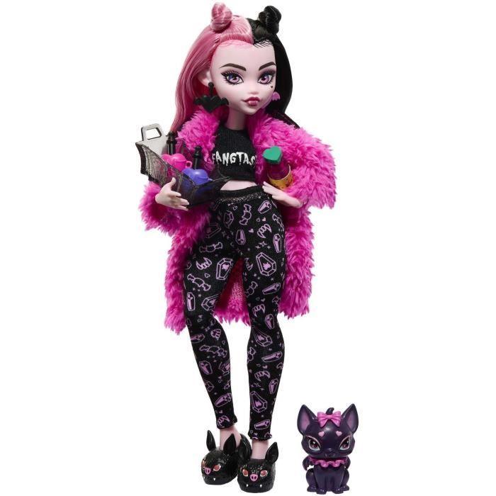 Monster high-coffret soirée pyjama draculaura-poupée et accessoires hky66