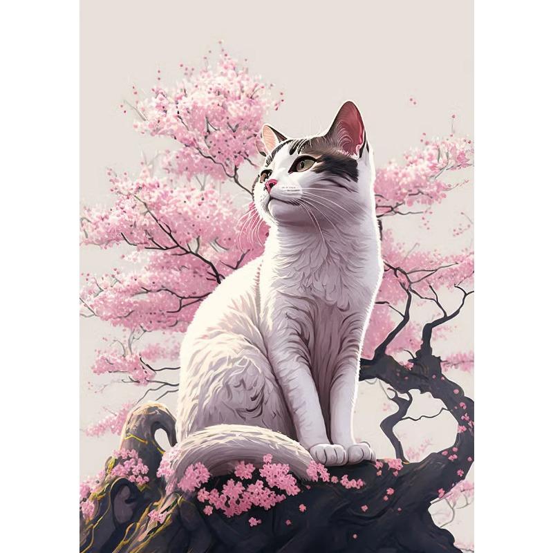 Japan Pop Art Cat Nature Cherry Blossom Landscape Canvas Poster Colorful Aesthetics Home Wall Cartoon Decor Bedroom Cafe Picture