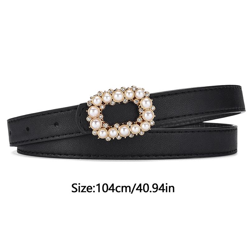 New Women'S Pearl Inlaid Buckle High-End Matching Fashion Decoration Dress Belt Sweater Versatile Genuine Leather Women'S Belt