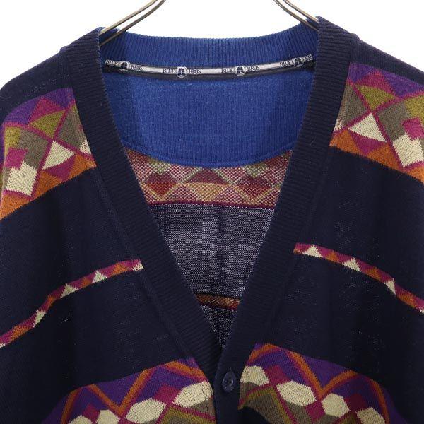 BLUE BROS 80s 90s Made in Italy Old Overall handle Long sleeve knit cardigan Men's Used