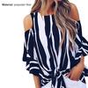 Women Chiffon Blouses Off Shoulder Ruffles Half Sleeve Sexy Round Neck
