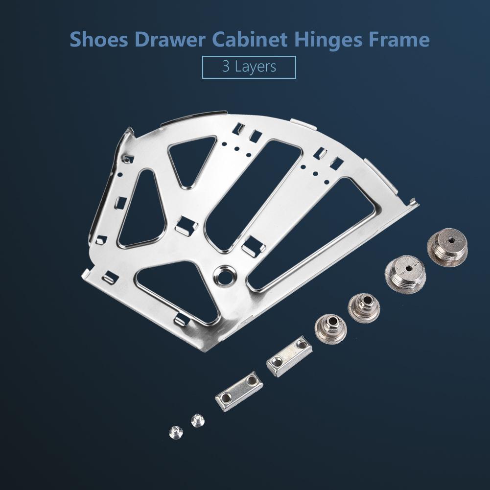 1 Pair Shoes Drawer Cabinet Hinges Frame  Movable Turning Rack Fittings (3 Layers)