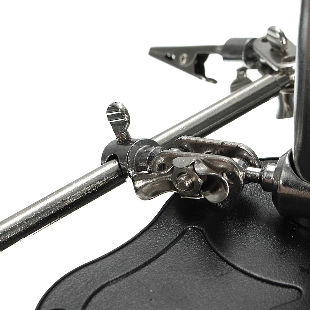 LED Magnifying Magnifier Glass with Light On Stand Clamp Arm for Jewellery Making Black Soldering Iron Stand Hands