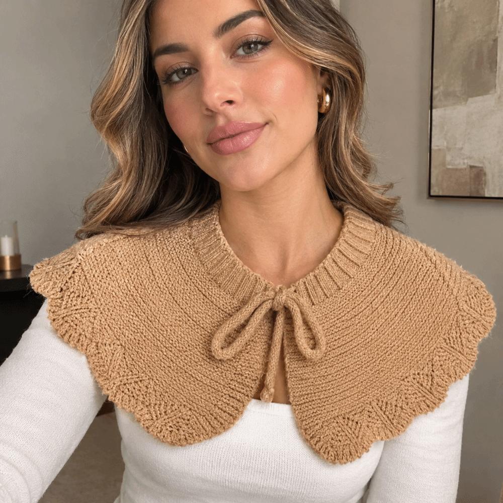 Detachable Fake Collar Hollow Knitted Shawl Collar Accessory New Drawstring Sweater Collar Winter