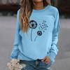 Women's Fashion Casual Long Sleeve Solid Color Printed Round Neck Top Sweatshirt