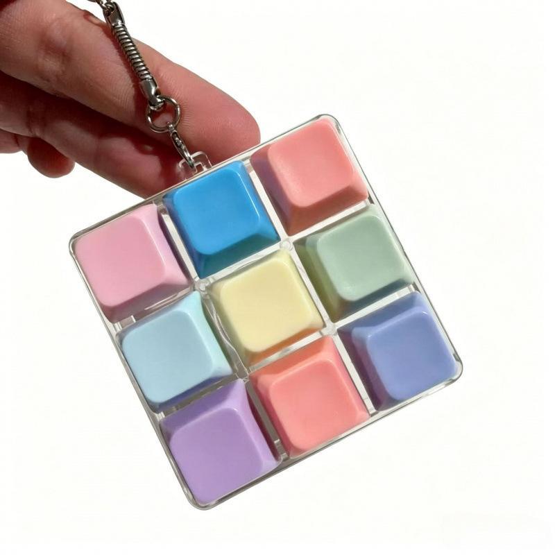 Cute Pastel Keyboard Fidget Keychain Clickable Buttons Fun Stress Relief Toy Ideal Holiday Gift for Kids Adults Office Staff