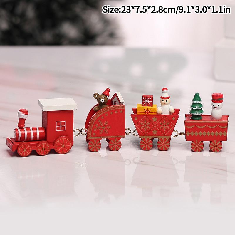 Wooden Carousel Figurine Christmas Tree Decoration Ornaments Wooden Small Train Shop Windows Display Festival Christmas Gifts 7