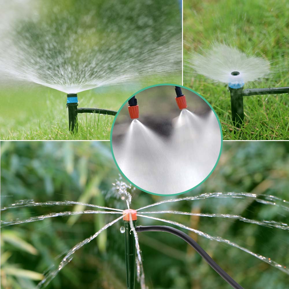 20FT 1/2" Schlauch 5G Dual-Frequenz Gartenbewässerungs-Timer-Kit 1/4" Einstellbarer Sprinkler Fernbedienung Automatisches Bewässerungssystem